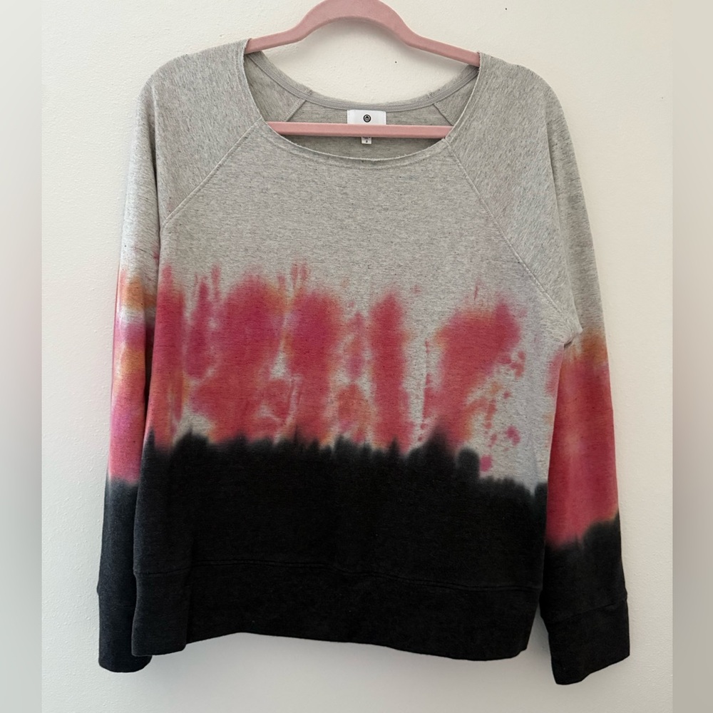 Evereve SUNDRY size 2 Gray and Pink Tie-Dye crewneck
